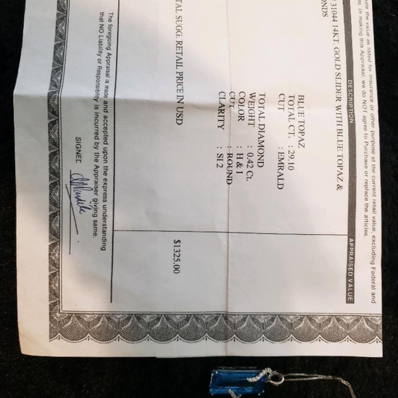 Blue Topaz & Diamonds necklace - Picture 6 of 9